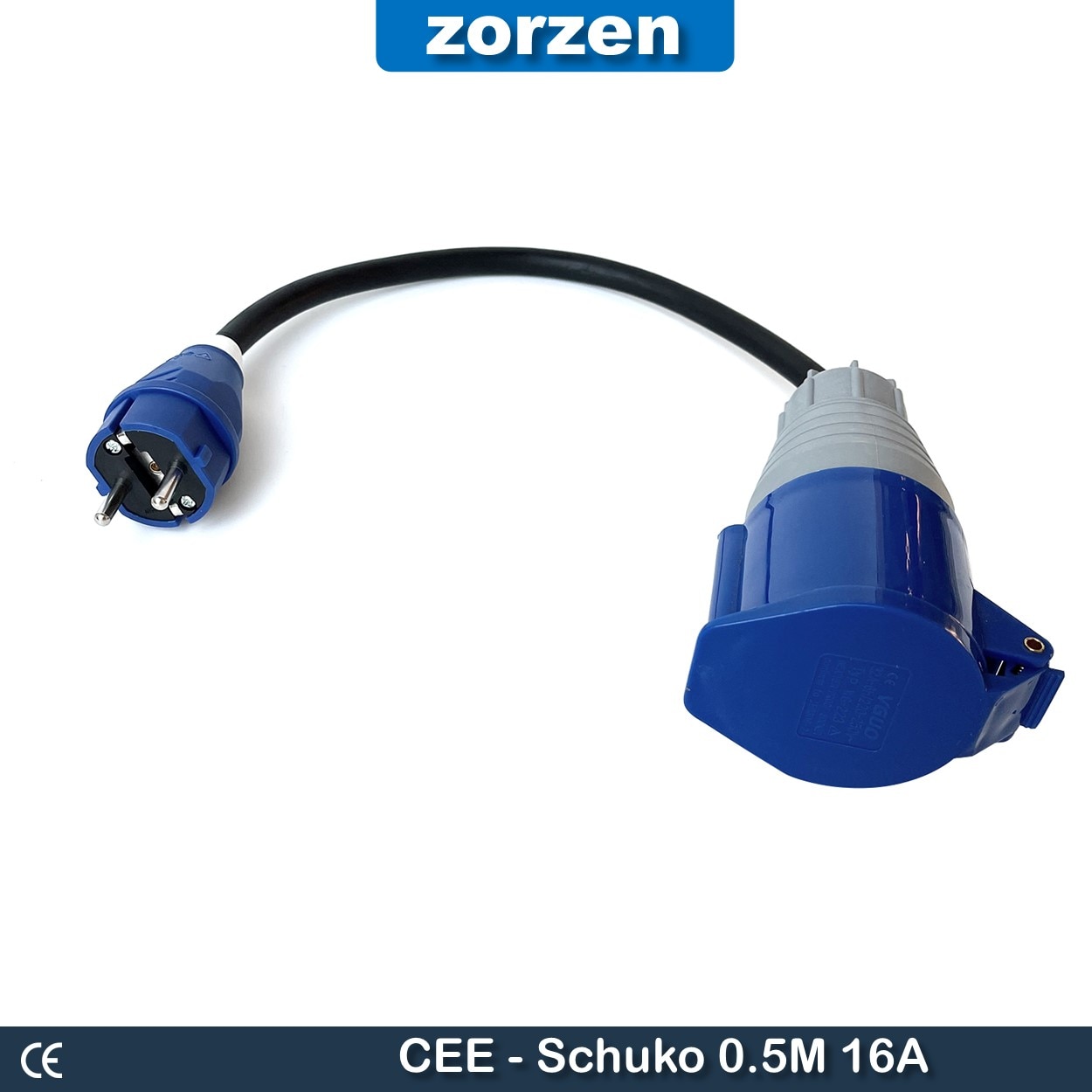 CEE 3 Pin Plug to Schuko 16A Adapter Suitable for Camping Caravanning On-site Generators