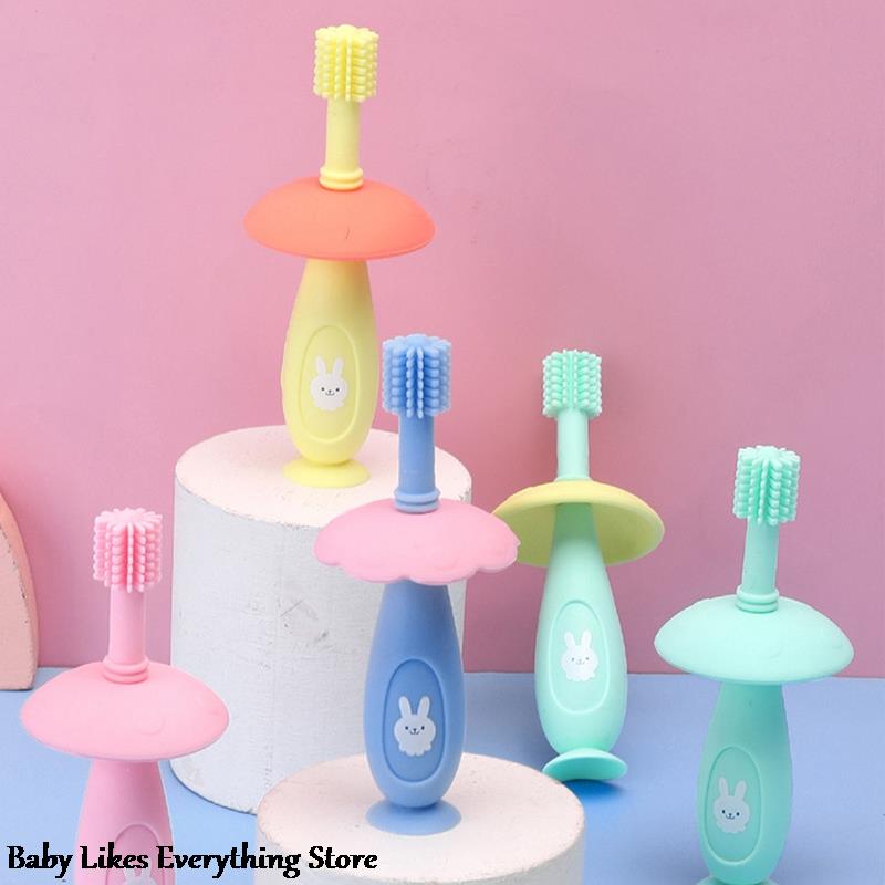 Kids Soft Silicone Training Toothbrush Food Grade Silicone Infant Teether Baby Tooth Cleaning Brush Dental Oral Care Sensory Toy