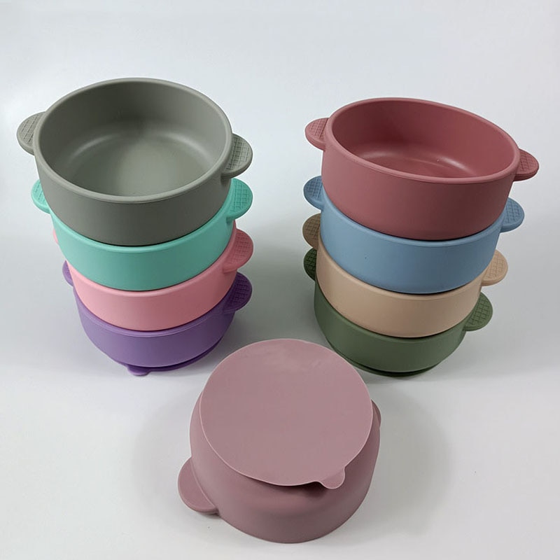 Children's Dishes Baby Silicone Sucker Bowl BPA Free Baby Feeding Tableware Kitchen Children Training Dishes Bowl Baby Feed