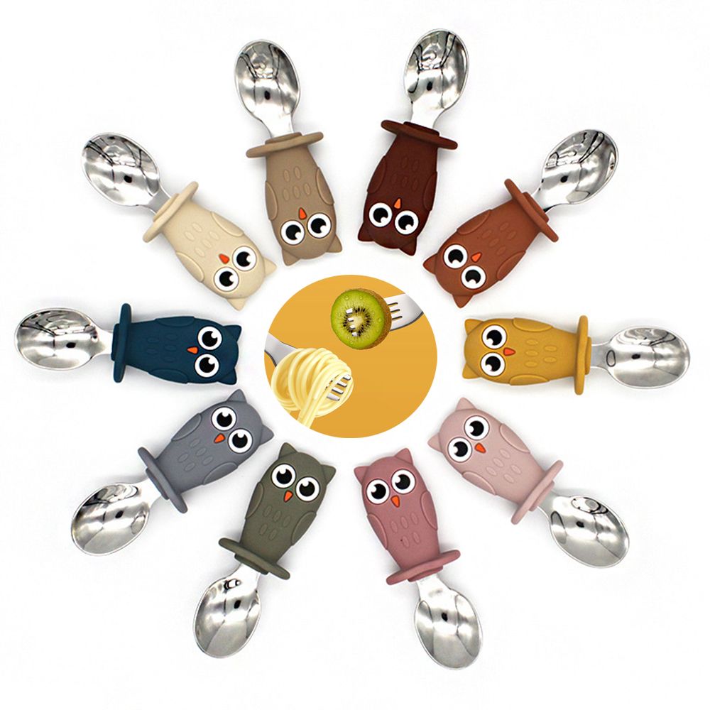 Cartoon Training Spoon Utensil Cutlery Infant Feeding Spoon Fork Baby Cookware Toddler Dinnerware Children Cookware Set