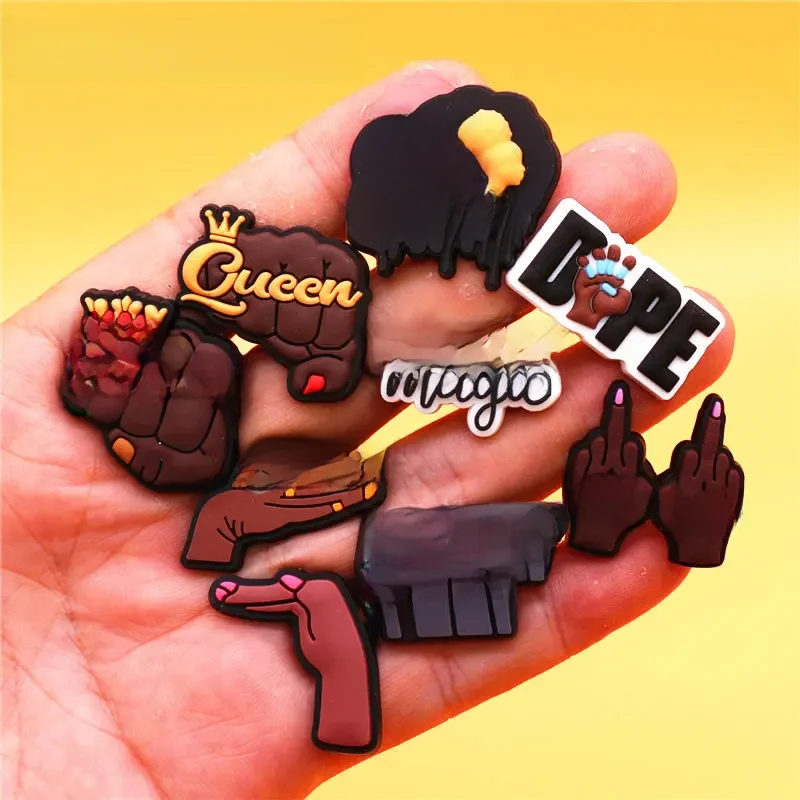1pcs Black King Period PVC Theme Shoe Charms Decorations Melanin Magic Power Shoe Accessories Boy