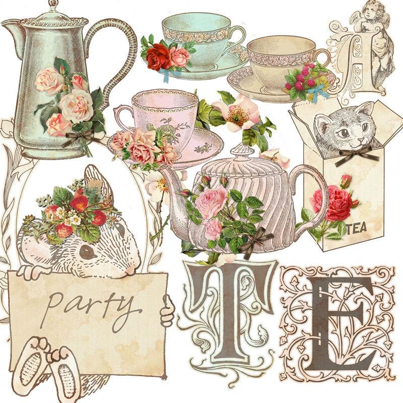 12Pcs/Pack Retro Afternoon Tea Vintage Sticker DIY Craft Scrapbooking Album Junk Journal Decorative Stickers