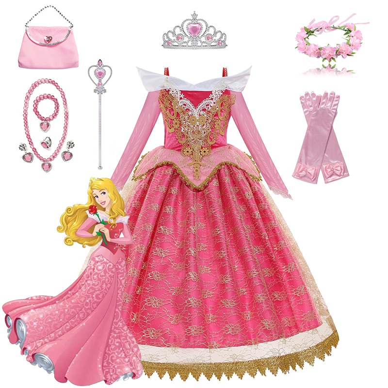 Sleeping Beauty Carnival Costume Party Cosplay Dress Up Ball Gown Halloween Aurora Party Gown Christmas Outfit Lace Robe