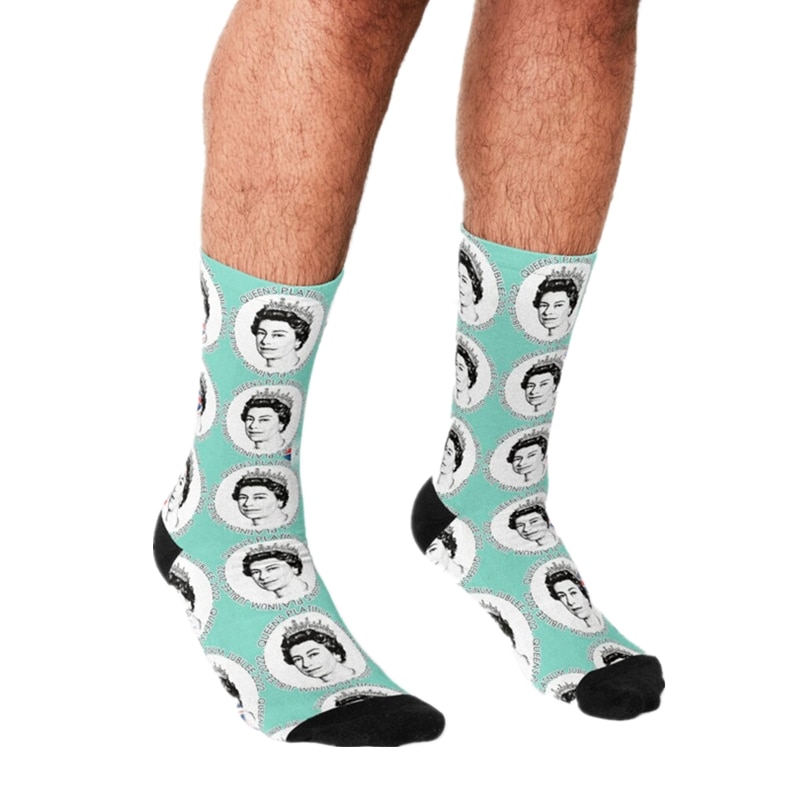 Men's I love my Queen Elizabeth II socks Funny England Socks harajuku Men Happy hip hop Novelty boys Crew Casual Socks for 