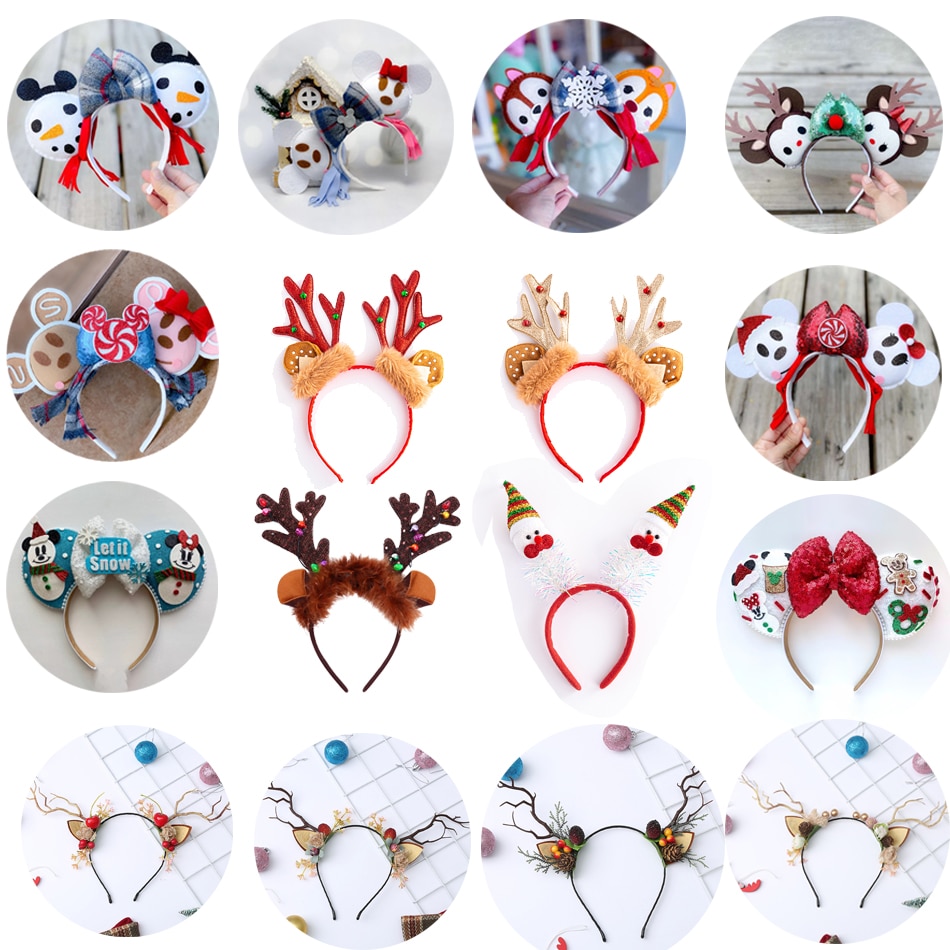 Disney Mickey Mouse Headband For Women Girls Sequin Ears Headband Halloween Christmas Holiday Party Cosplay Adult Kids Hairband