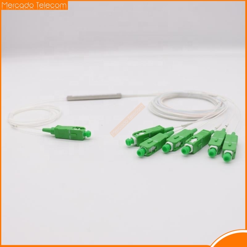 Free Shipping 5-10 PCS/Lot PLC Splitter 1X6 SC/APC SM 0.9mm G657A1 PVC 1m FTTH Fiber Optic PLC Splitter