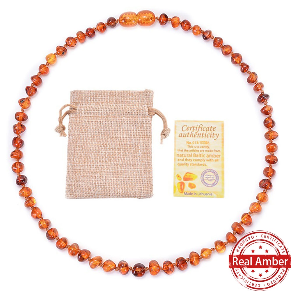 Amber Necklace Baby Teething Handmade Natural Baltic Ambers Bracelet Irregular Amber Beads Jewelry Gifts Quality Certified