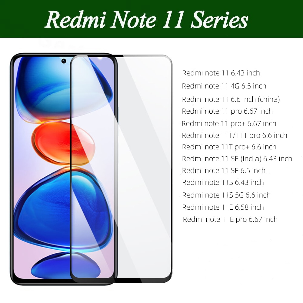 5-1Pcs Phone Screen Protector Protective Film for Redmi 11 5G SE 11T Plus Pro 11S 11E 10S 10 Pro Max Tempered Glass Full Cover