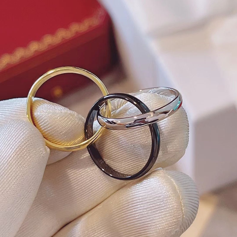 Sterling Silver Fashion European Brand Tricolor Three Ring Rings Men Women Luxury Jewelry Accessories Valentine's Day Gifts