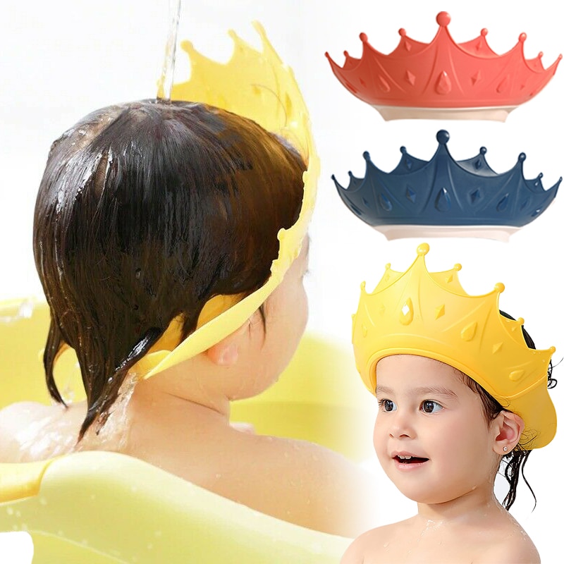 Baby Shower Shampoo Cap Adjustable Crown Hat Children Bathing Shower Caps Kids Waterproof Ear Protection Wash Hair Hats Headgear