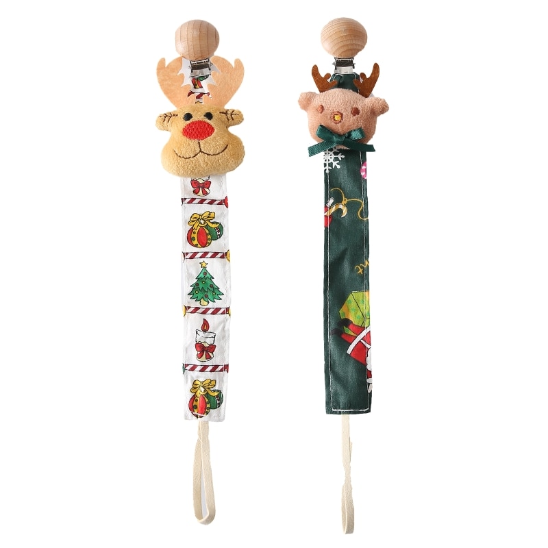 2022 New Wood Pacifier Clip for Girl Babys Boys Gilr Cartoon Chain Holder Soother Teether
