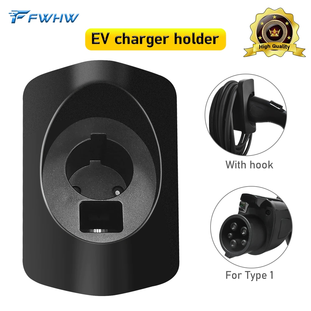 FWHW EV Charger Holder for IEC 62196-2 SAE J1772 EV Charging Holster Cable Organizer Electric Vehicle Connector Dock With Screws