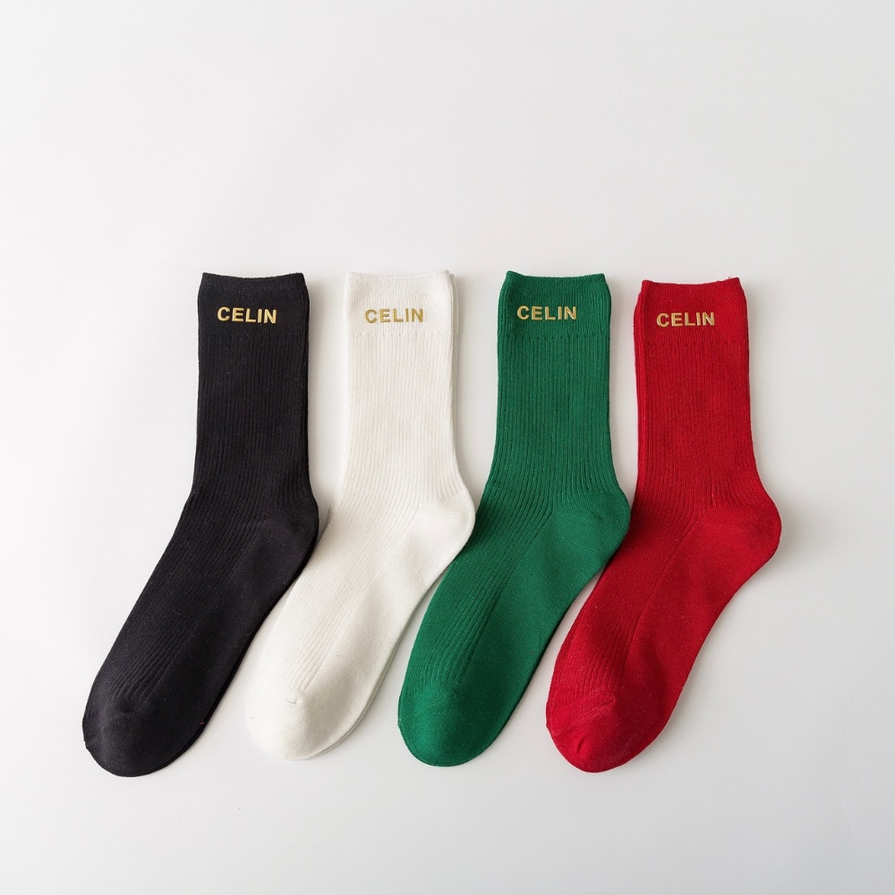 Korean Colorful Letter Socks Cotton Breathable Fashion Men Women Hip Pop Street Socks 2022