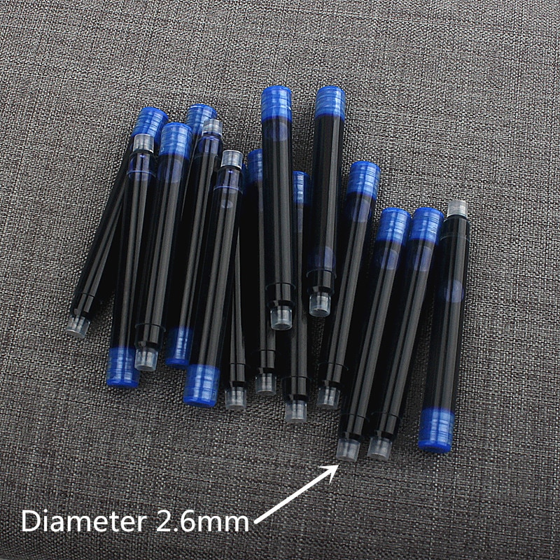 High quality 10pcs Color Ink Supplies fountain Pen ink Refill cartridge office school student stationery Diameter 2.6mm