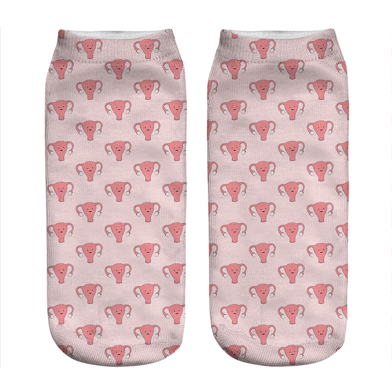 Funny Women's socks Happy Womb Day Uterus Socks Women harajuku Happy Novelty girl gift Breathable all-match Socks for women