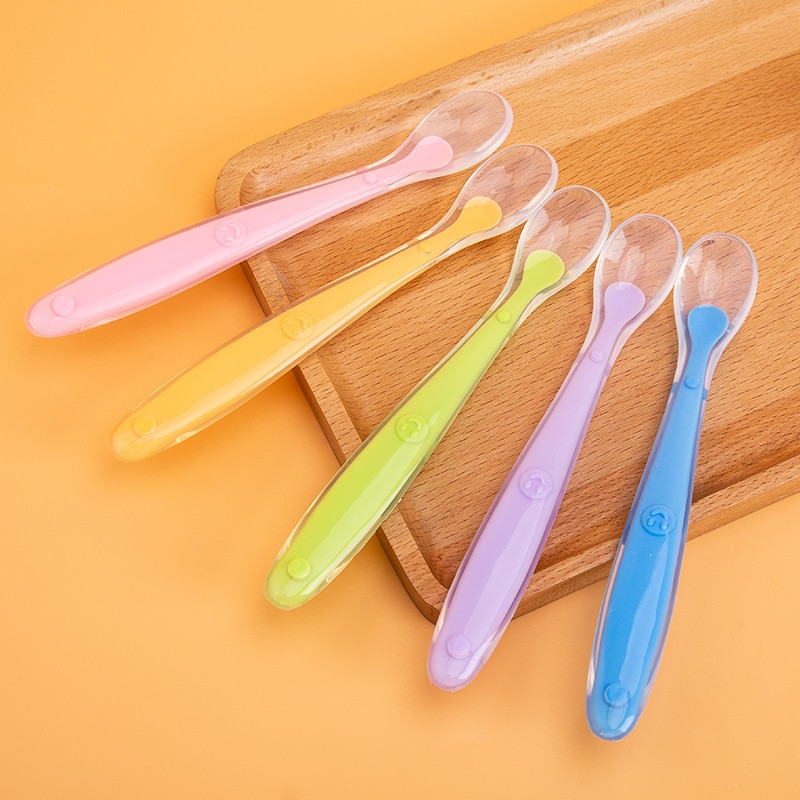 Newborn Baby Silicone Soft Spoon Infant Complementary Food Feeding Training Spoon Kids Soup Ladle Children's Tableware