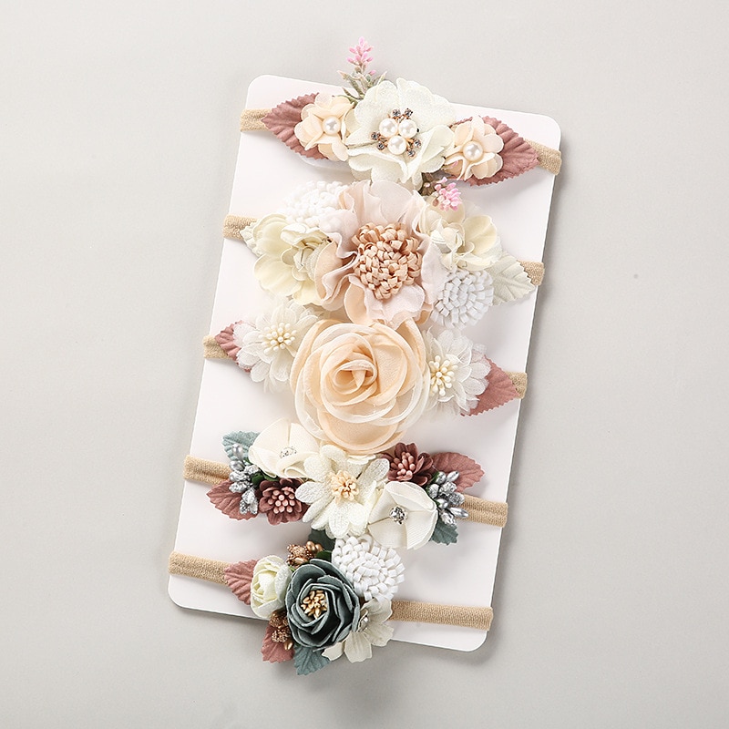 Florals Baby Headbands 5pcs Newborn Baby Elastic Princess Hairbands Child Kids Hair Accessories Photography Prop Infant Headwear