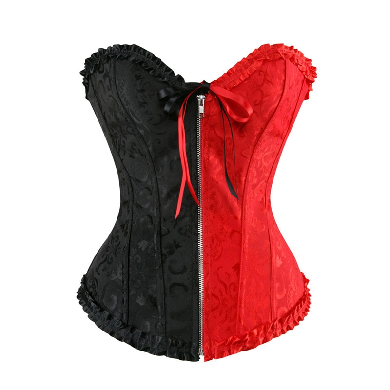 Women Sexy Corsets and Bustiers Lingerie Overbust Zipper Front Gothic Corset Top Plus Size Korsett Vintage Exotic Clothing