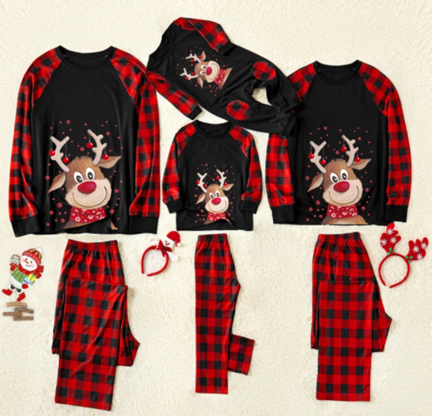 Xmas Family Pajamas Set for Mom Dad Kids Matching Outfits Merry Christmas Deer Print Sleepwear Pjamas Baby Romper Free Shipping
