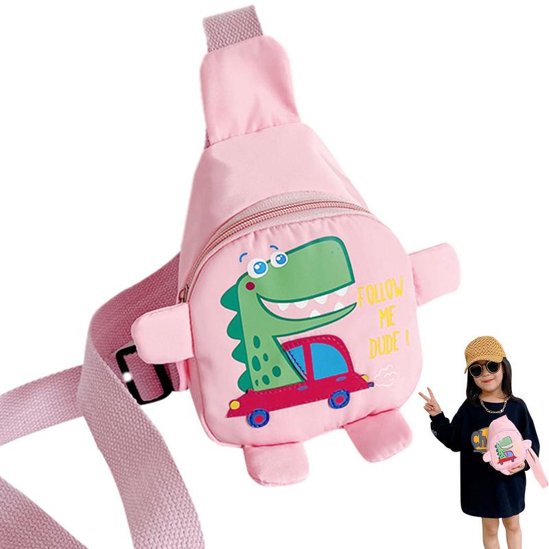 Toddler Sling Bag Cartoon Dinosaur Shoulder Chest Bag Water Proof Bag Back With AdjustableStrap For Kids Snacks