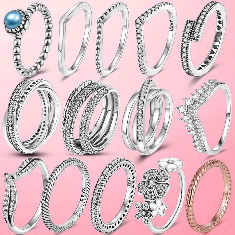 Hot Sale 925 Silver Stackable infinite Heart Daisy Flower Ring For Women Original Silver 925 Rings Brand Jewelry Gift