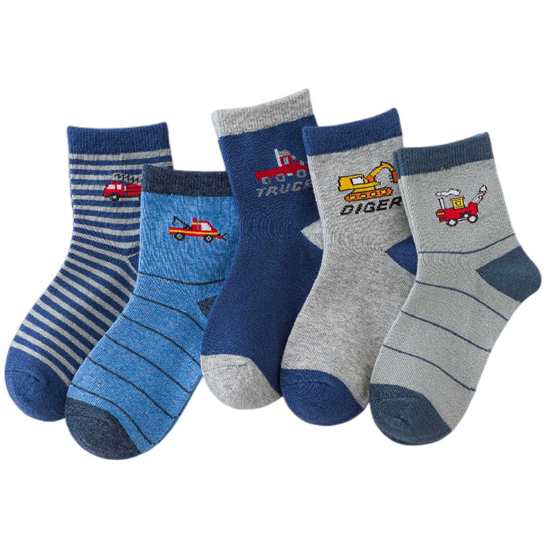Children's Socks Spring And Autumn Cotton Car Cartoon Boy's Socks Children's Sports Socks 4/Pairs Boys Girls Qual