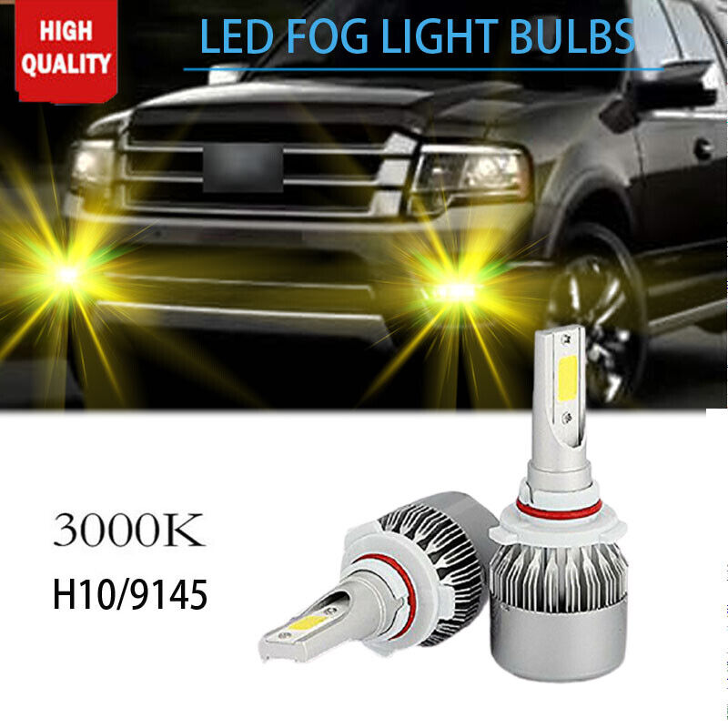 2X 9145 9140 H10 LED Fog Driving Light Bulbs For Ford 1999-2021 Yellow 3000K