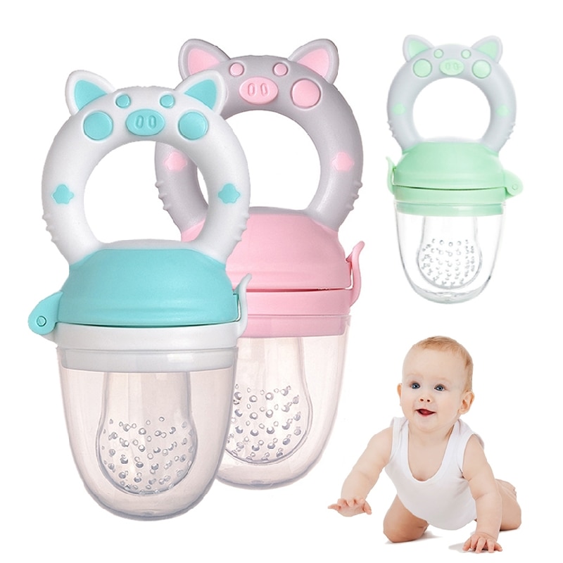 S M L Baby Fruit Pacifier Newborn Infant Feeding Pacifiers Vegetable Food Teether Silicone Nibbler Soother Bottles Baby Feeder