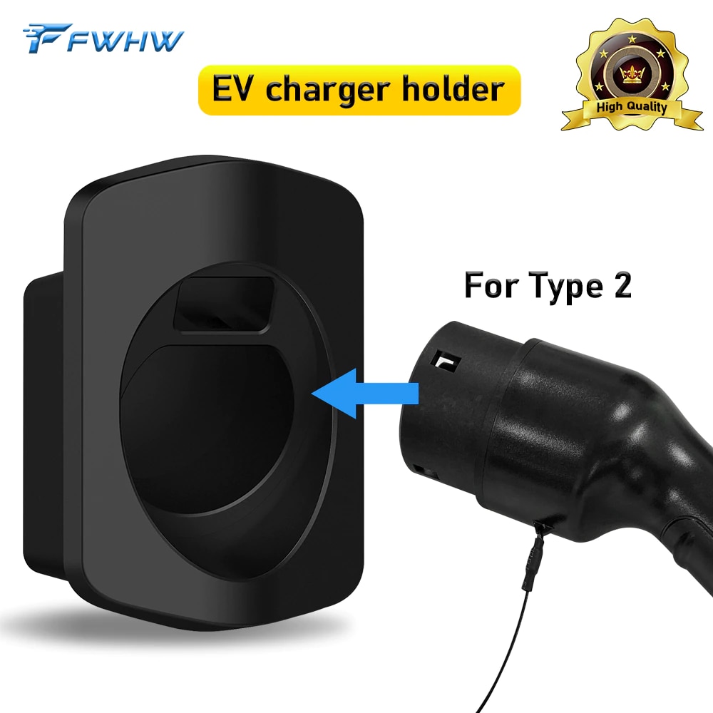 FWHW EV Charger Cable Holder for Type1 Type2 EVSE IEC 62196-2 j1772 Connector Socket Plug Mount EV Charger Stand