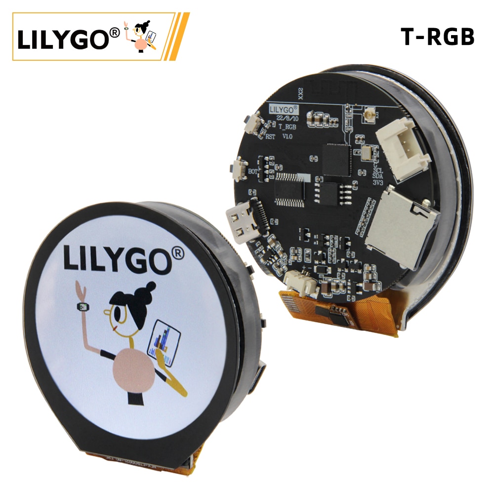 LILYGO® T-RGB ESP32-S3 2.1 inch Round Display ST7701S LCD Touch Screen ESP32-S3R8 Development Board Support WIFI Bluetooth TF