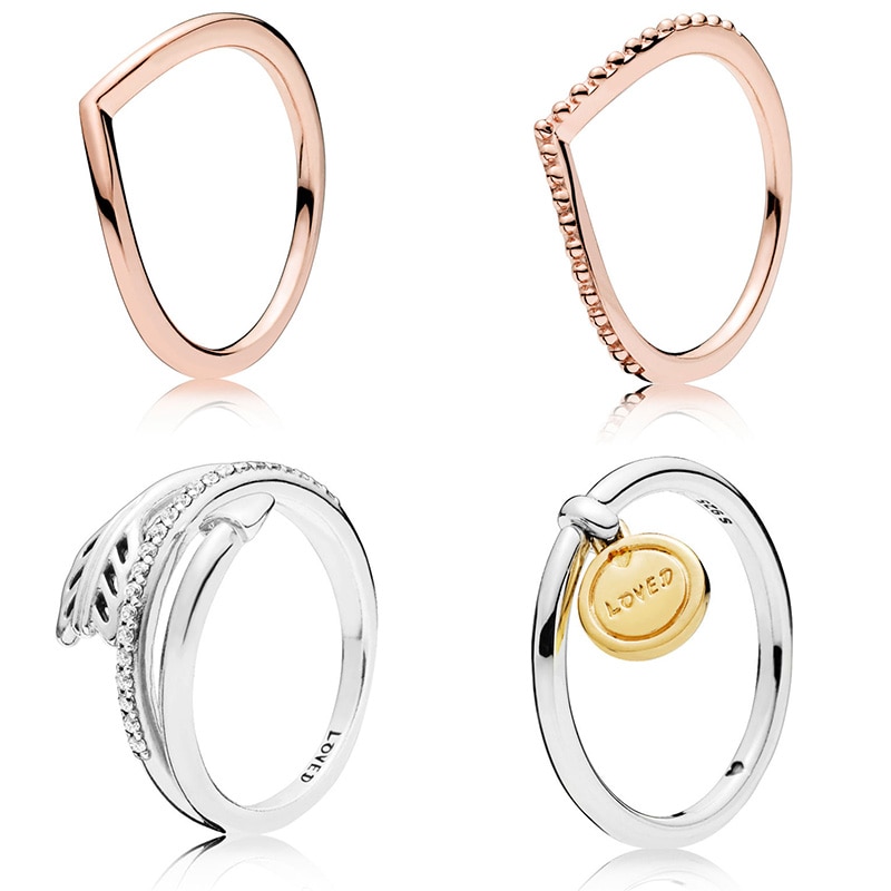 925 Sterling Silver 4 Style Women Rings Jewelry With Rose Gold Arrow Gold Love Pendant Ring For Women Pandora Jewelry