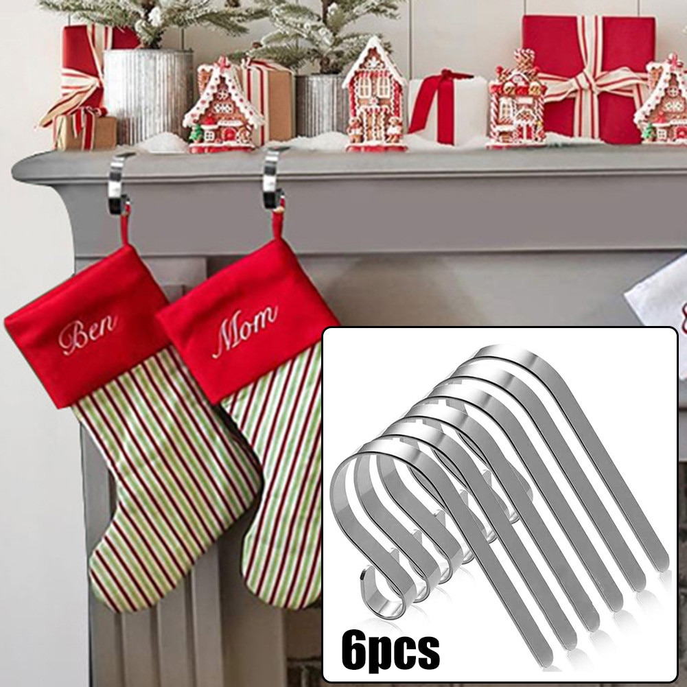Tools Christmas Hooks 6Pcs Accessory Decoration Hanger Holder Metal Set Stocking Suitable Supply Useful Brand New
