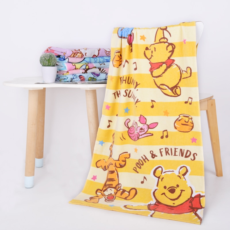 Disney Cartoon Cotton Bath Towel Children's Beach Towel Summer Mickey Mouse Minnie Stitch 60x120cm