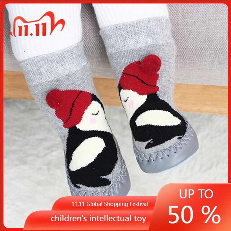 Toddler Indoor Sock Baby Shoes Newborn Boy Socks Winter Thick Terry Cotton Baby Girl Sock with Rubber Soles Infant Animal Sock