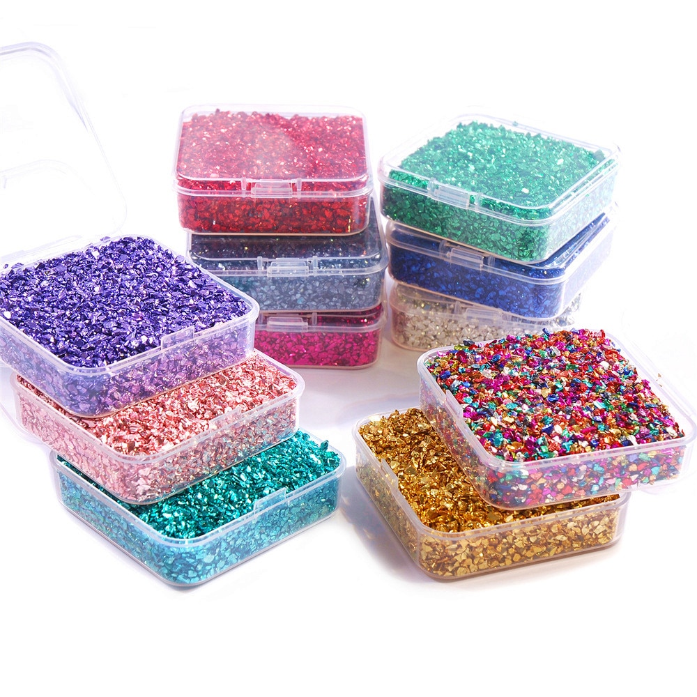 30/50g Colored Crushed Glass Beads Stones Resin Fillings With Box For DIY Jewelry Epoxy Resin Mold Filler Nail Art Decor Crafts