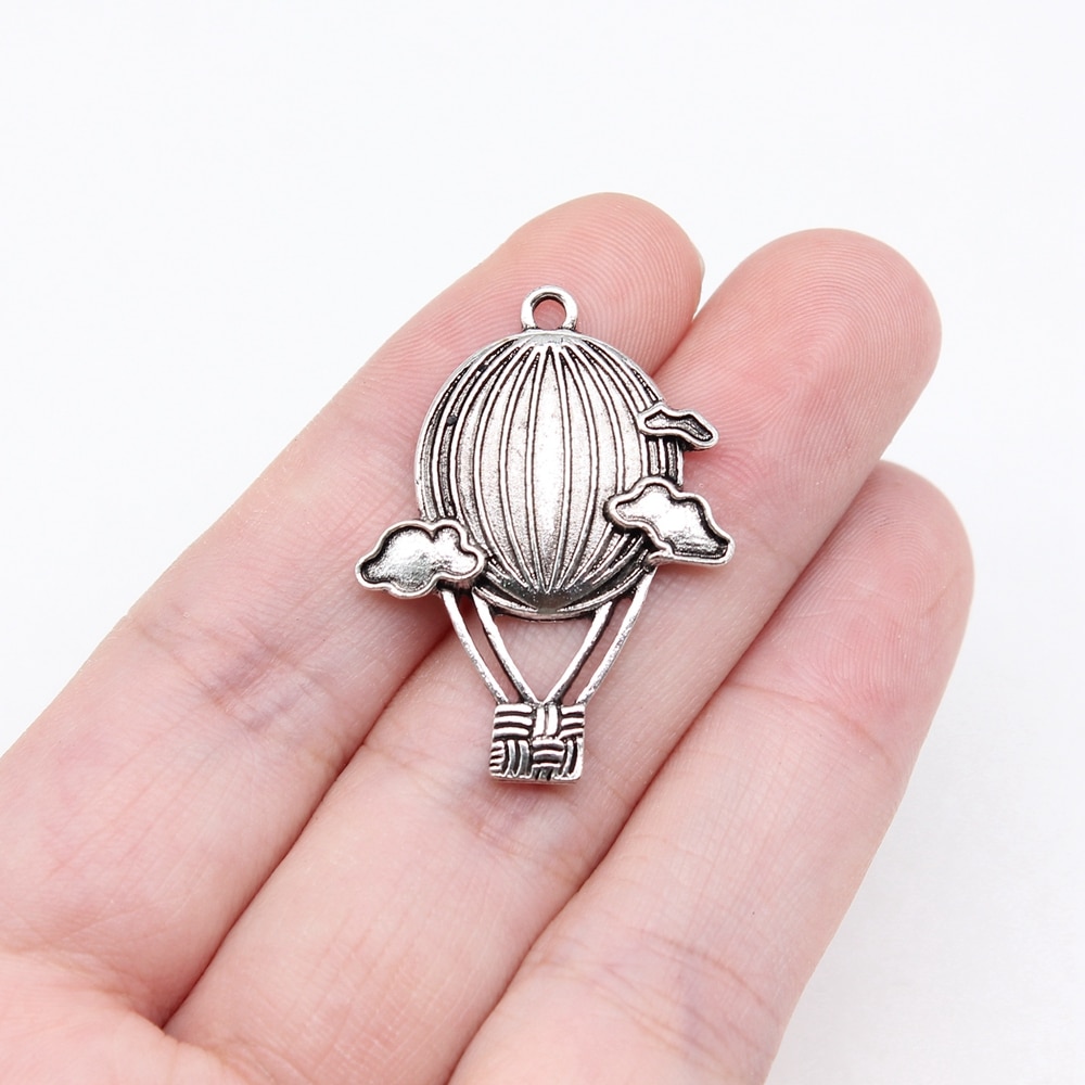 WYSIWYG 10pcs 31x23mm Antique Silver Color Hot Air Balloon Charms For Jewelry Making