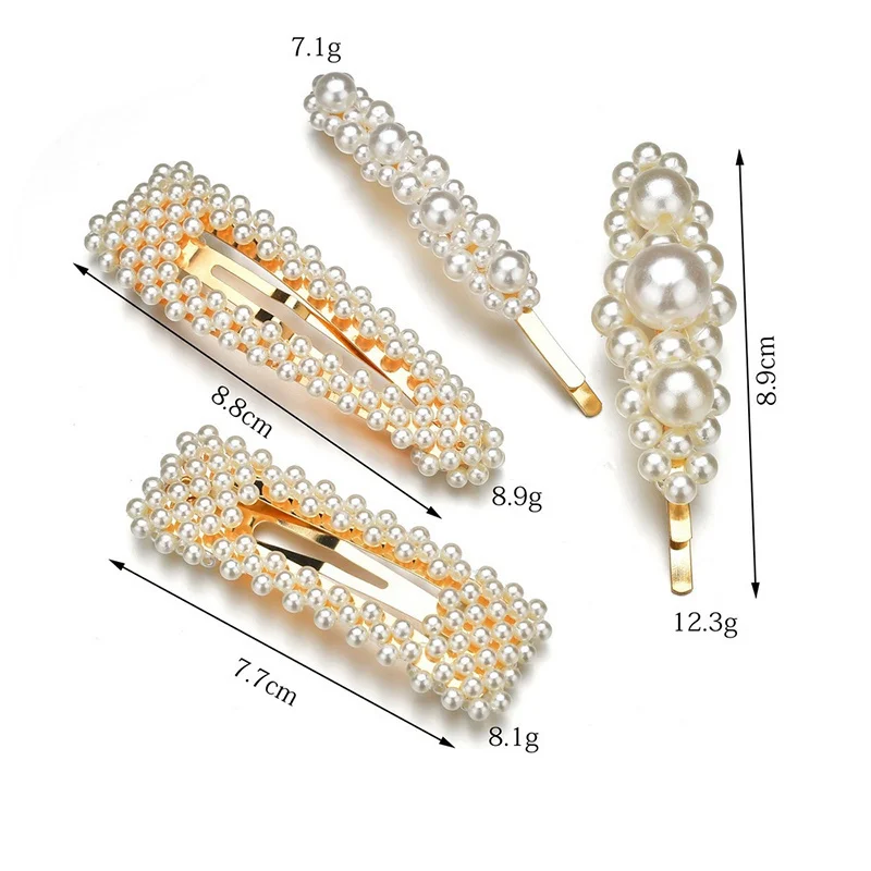 1 Set Geometric Flower Pearl Hair Clip Pin For Women Hairpins Fashion Acrylic Barrettes Hairgrips