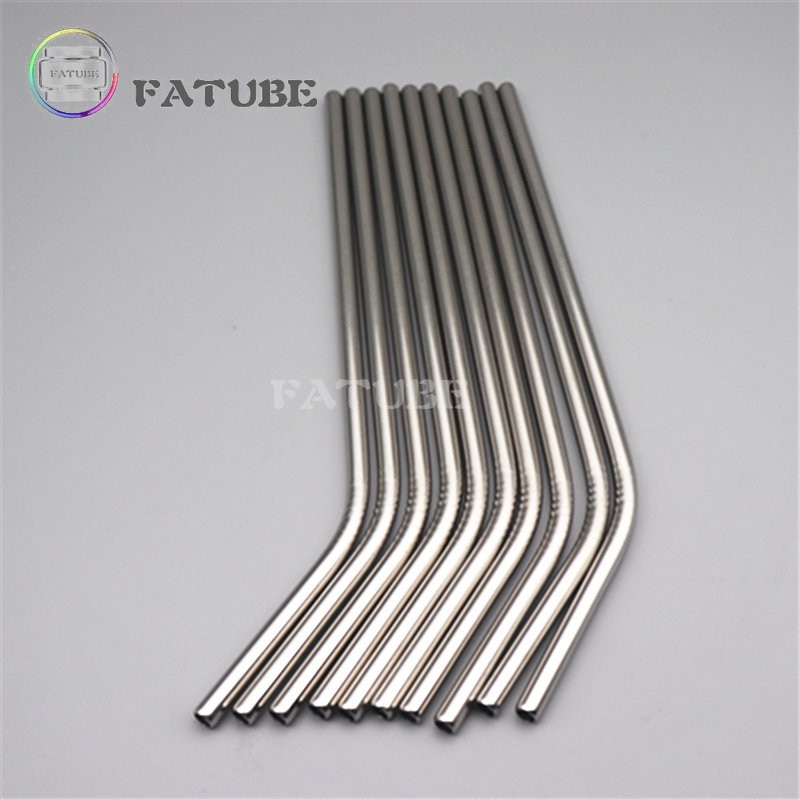 10PCS Fatube stainless steel Straw Curved Straws Straight Silvery