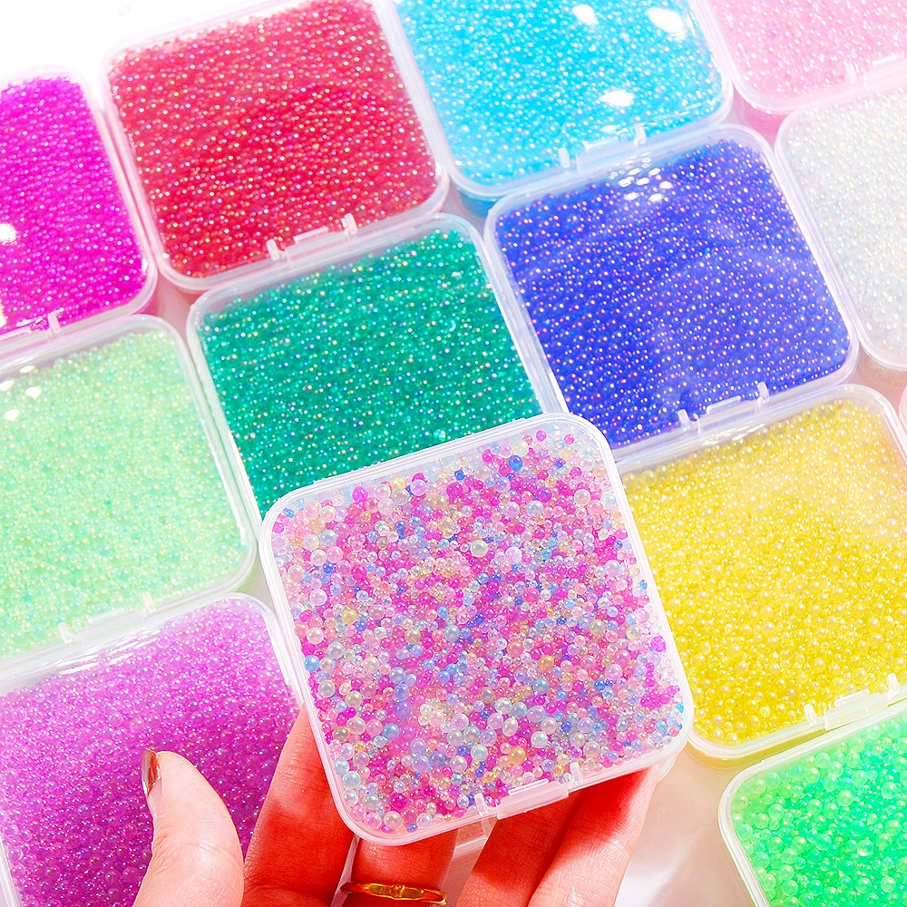 50g/Box Bubble Ball Beads 1-3mm Glass Bead With Box For Resin Fillings Crystal Epoxy Mold Filler DIY Nail Art Decor Crafts