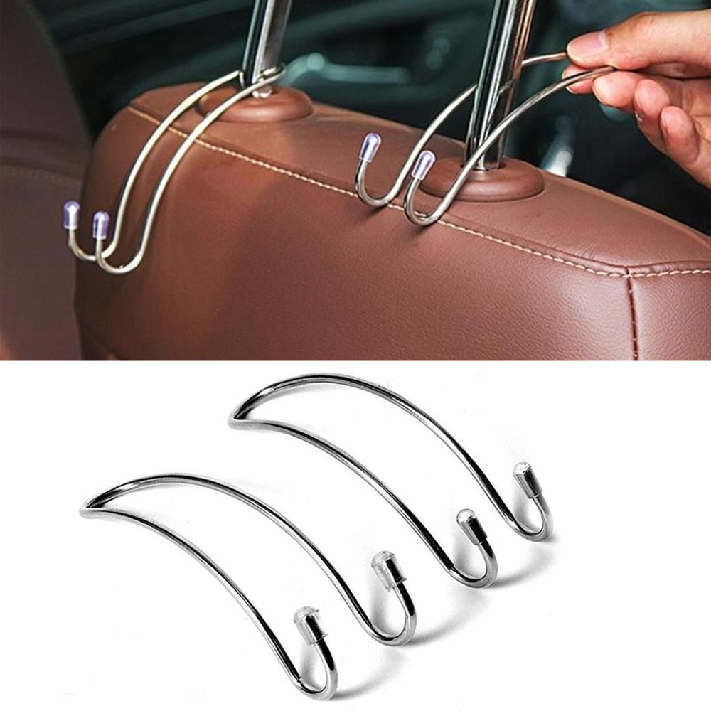 2 Pack Universal Seat Back Organizers Bling Diamond Car Headrest Bag Hangers Strong Durable Auto Back Seat Storage Hooks