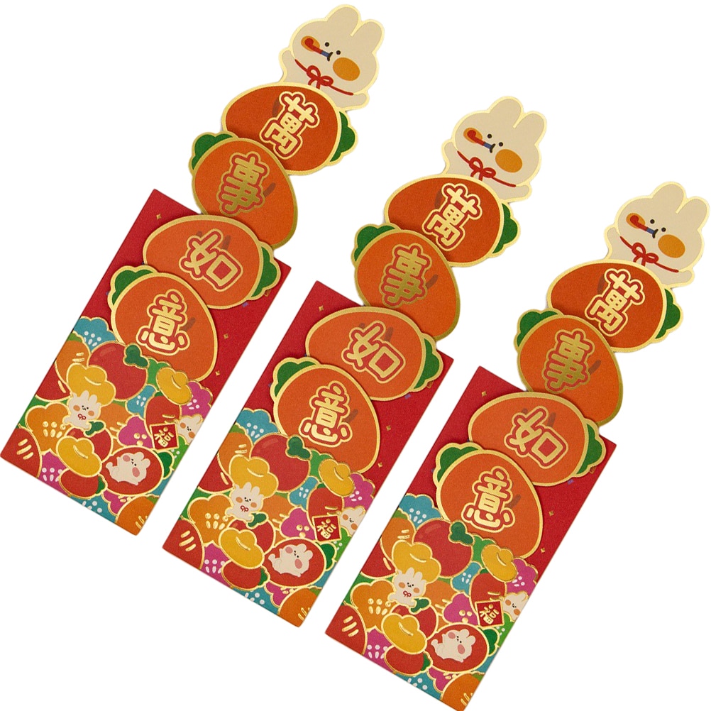 Red Year Rabbit Money Pocket Envelopes Hong Bao Envelope New Packets Bag Paper Festival Lai See Packet 2023 Bunnyluck Zodiac