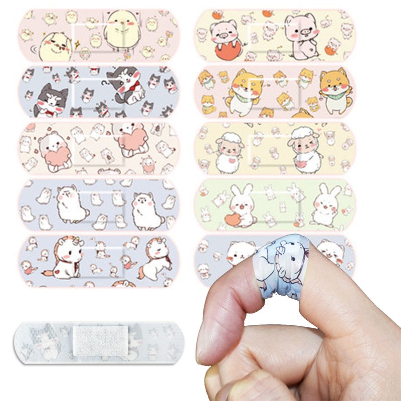 120pcs/lot Kawaii Cartoon Water Resistant Band Aid Breathable Self-adhesive Plaster Bandages Patches Woundplast for Children