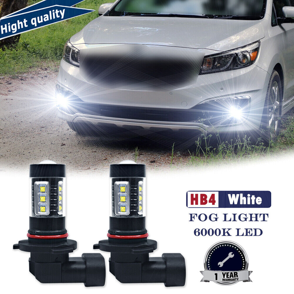 2x 80W White 2000LM LED Bulbs Fog Light HB4 For Kia Optima Rio Sedona Sportage