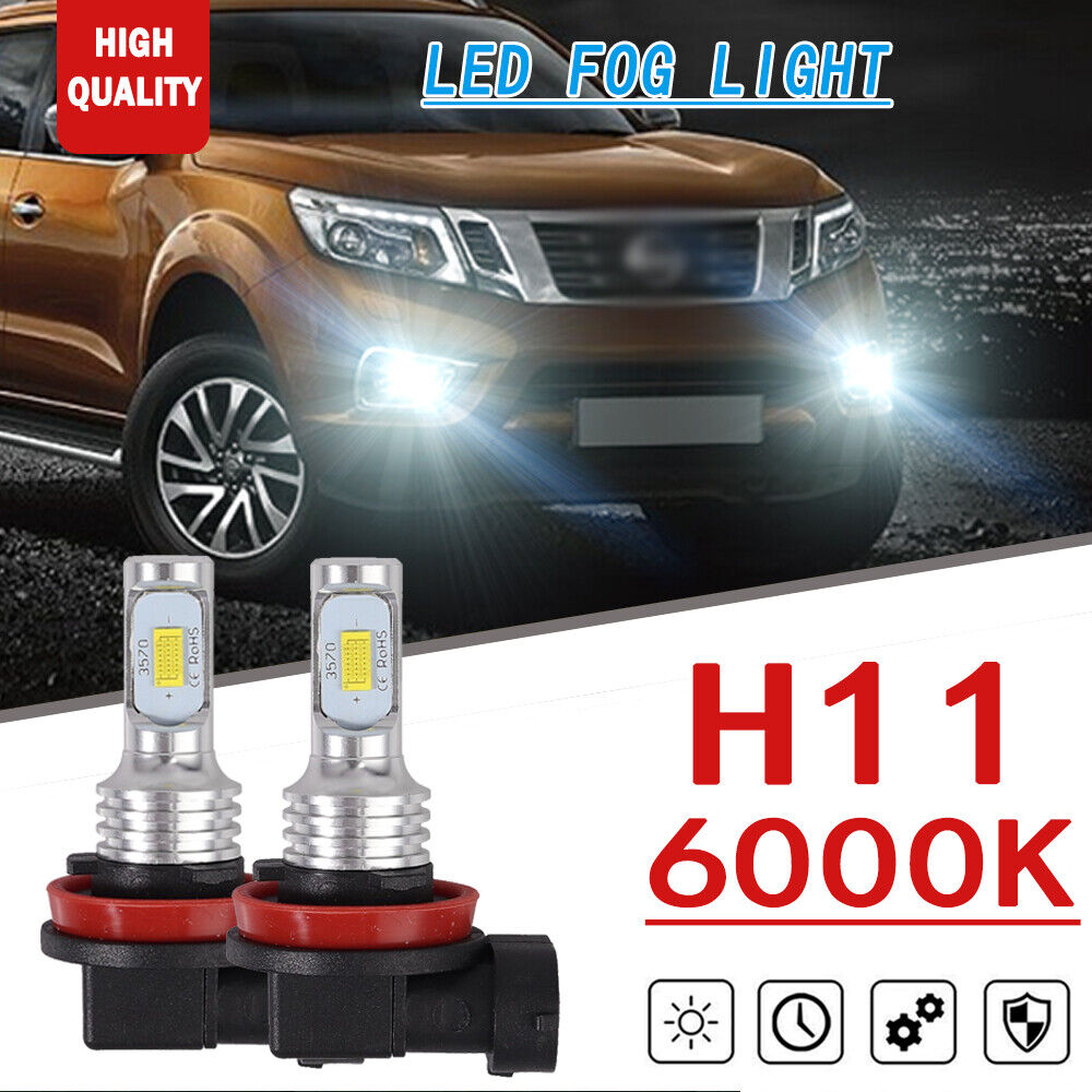 2x 70W 2SMD LED Upgrade Kit H11 White Fog Light Bulbs For Nissan Frontier 98-19
