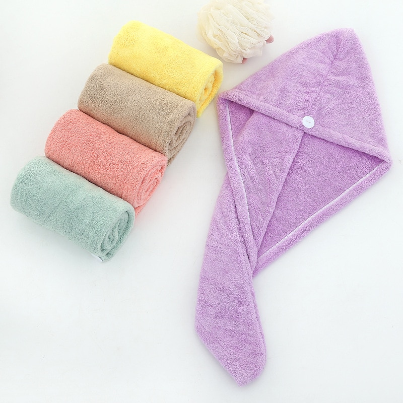 Fast Drying Hair Wraps for Women Microfiber Hair Towel,Hair Cap with Button,Super Absorbent Hair Towel Wrap Bathroom Accessories