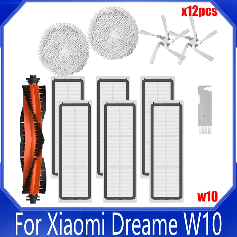 Accessories For Dreame W10 Pro Self-Cleaning Robot Vacuum And Mop Cleaner Filter Side Main Brush Mop Cloth Dust Box Spare Parts