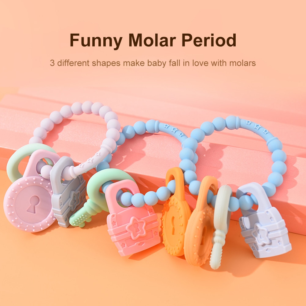 Kids Teething Silicone Baby Nursing Appease Teether BPA Ring Key Newborn Dental Care Durable Child Sucking Thumb Teether Toys