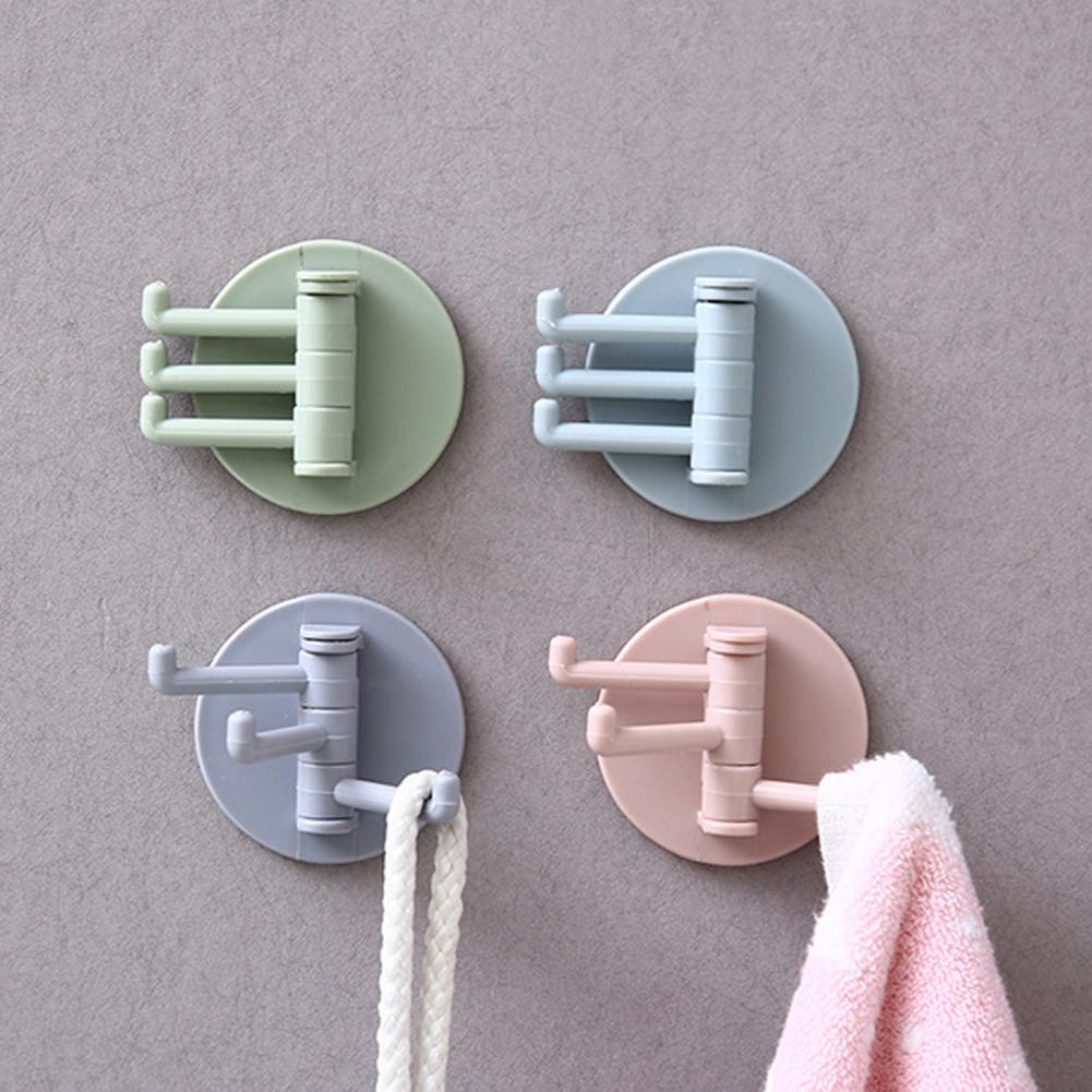 Hanging Hook Useful Easy Installation Solid Color No Marking 3 Branch Kitchen Hanger Hook for Kitchen