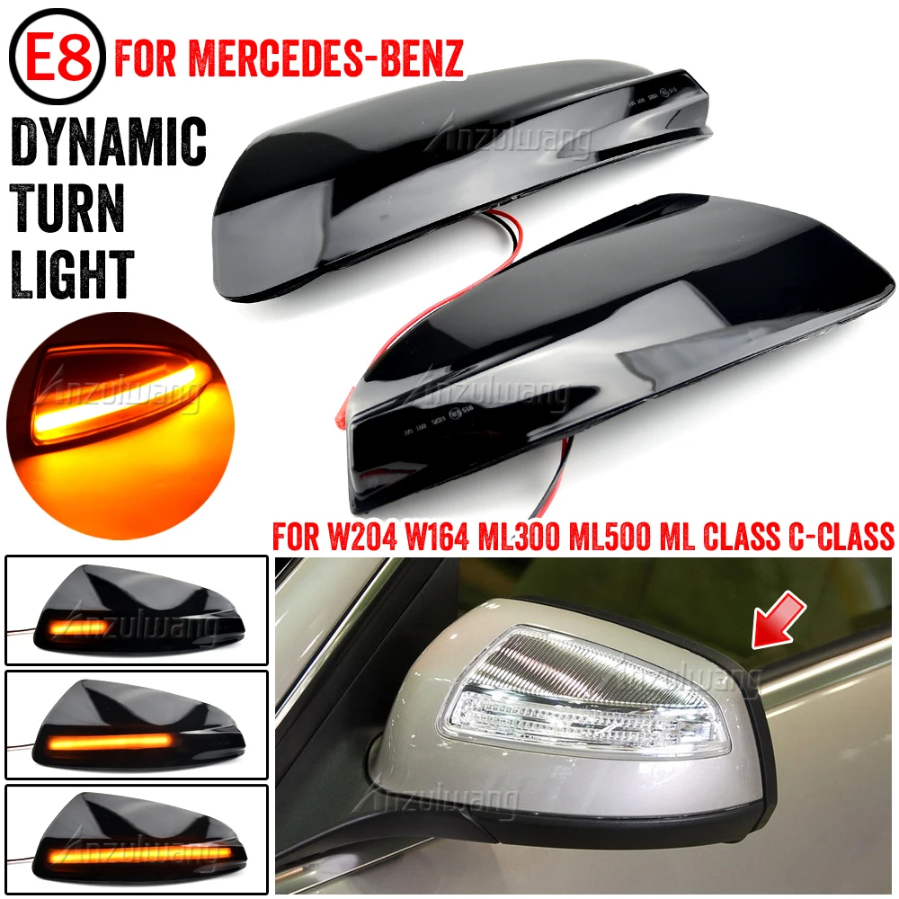 2Pcs Dynamic Side Mirror Indicator For Mercedes Benz C Class W204 S204 2007-2014 Viano Vito Bus W639