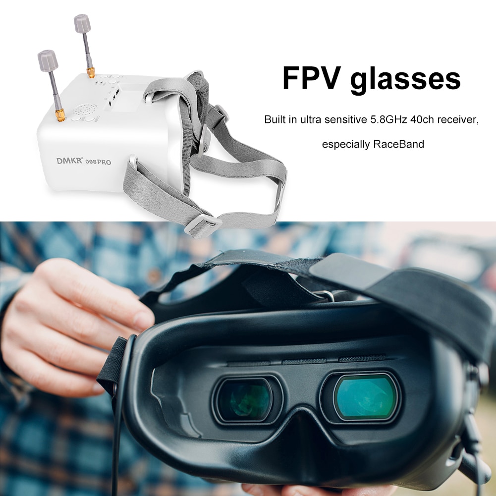 5.8G 40CH First Person View Glasses 4.3 Inch First Person View Goggles Double Antennas Built-in Battery for RC Drone Beginner